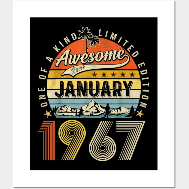 Awesome Since January 1967 Vintage 56th Birthday Wall Art by louismcfarland